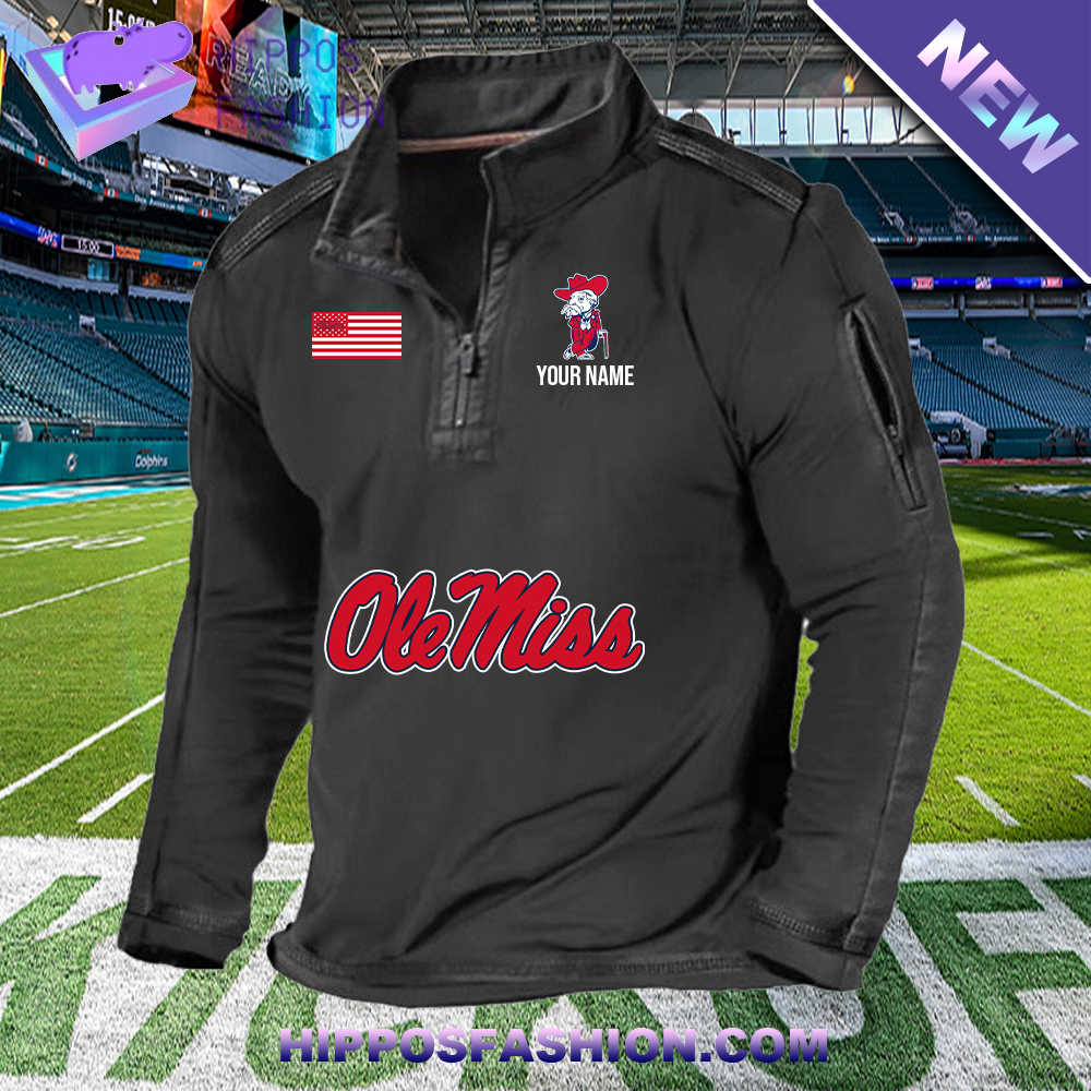 Ole Miss Rebels Logo Personalized 1/2 Zip Waffle Top