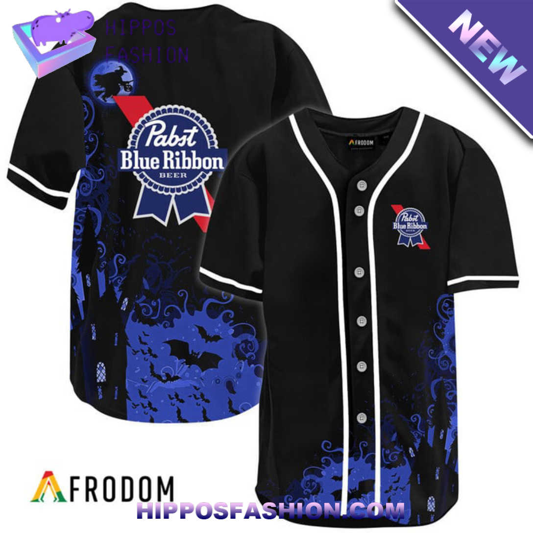 Pabst Blue Ribbon Black Witch Halloween Baseball Jersey