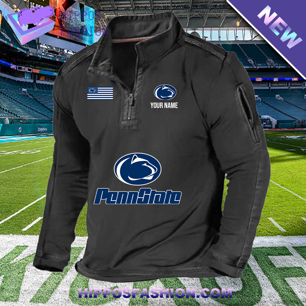 Penn State Nittany Logo Custom Name 1/2 Zip Waffle Top