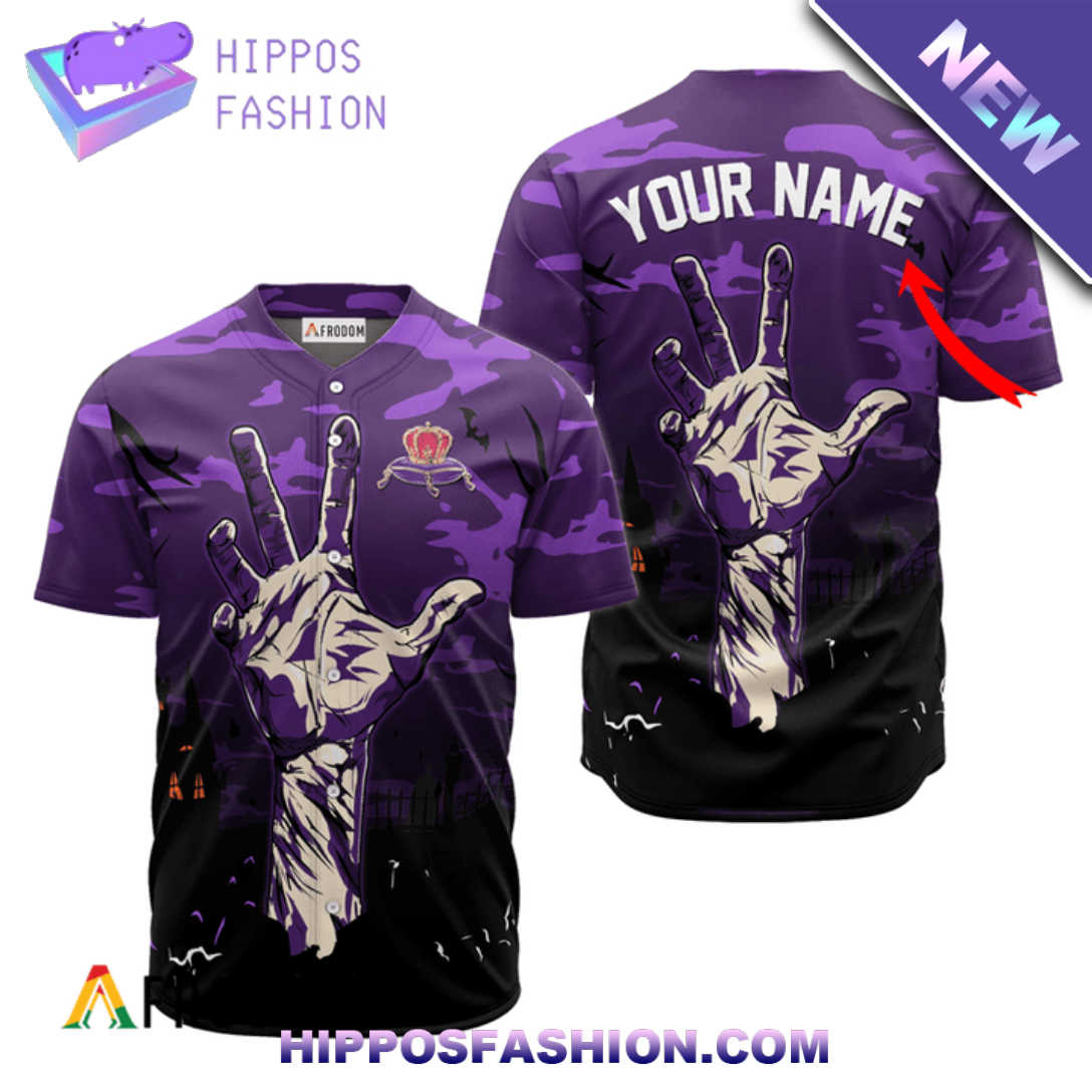 Personalized Crown Royal Zombie's Hand Halloween Baseball Jersey