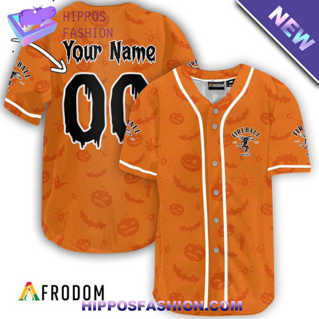 Personalized Fireball Whisky Halloween Patterns Baseball Jersey
