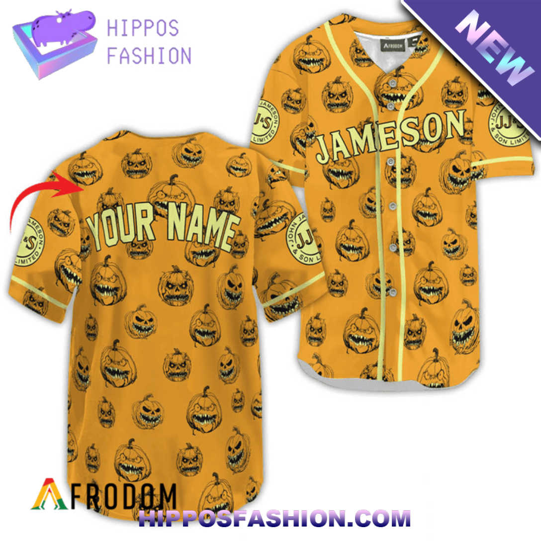 Personalized Jameson Pumpkin Halloween Baseball Jersey