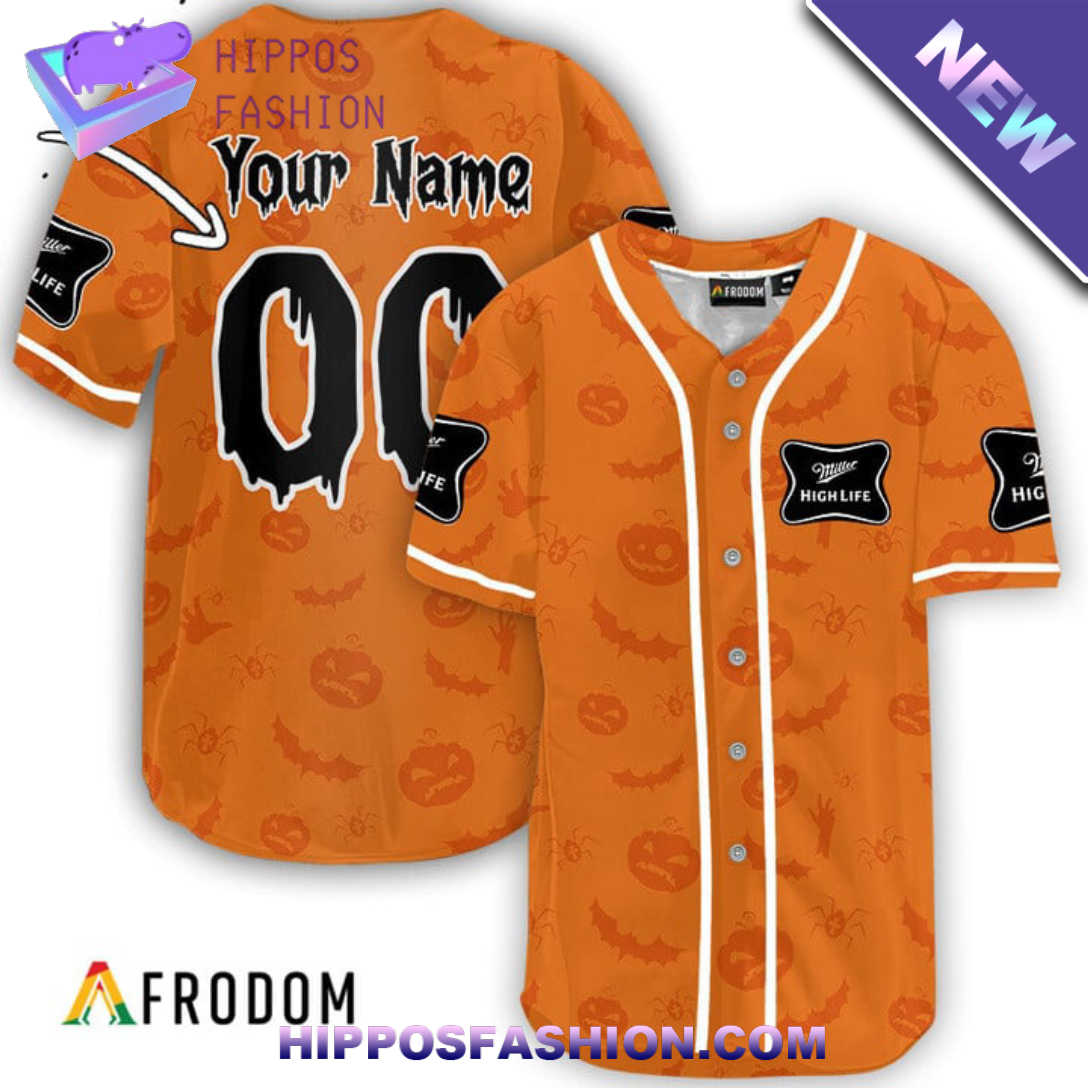 Personalized Miller High Life Halloween Patterns Baseball Jersey