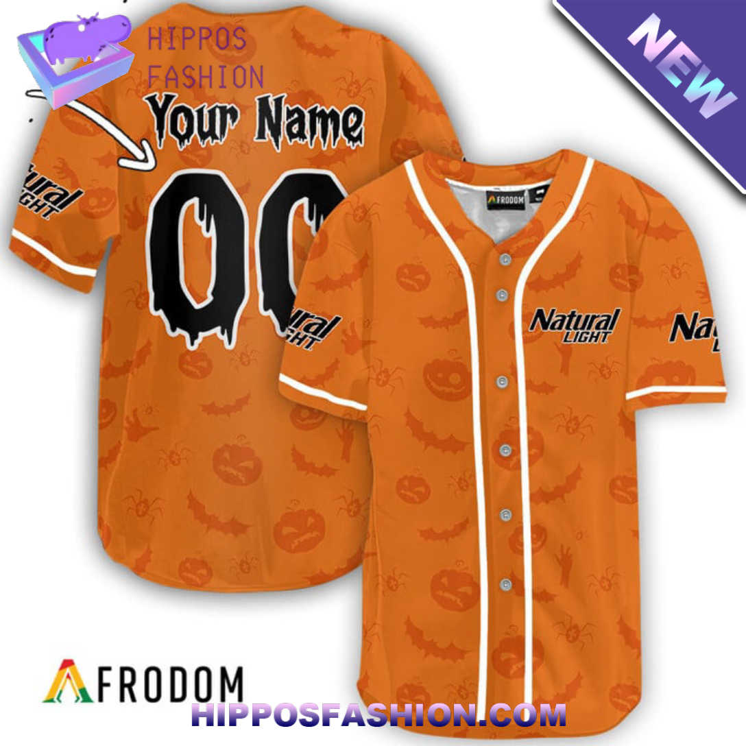 Personalized Natural Light Halloween Patterns Baseball Jersey