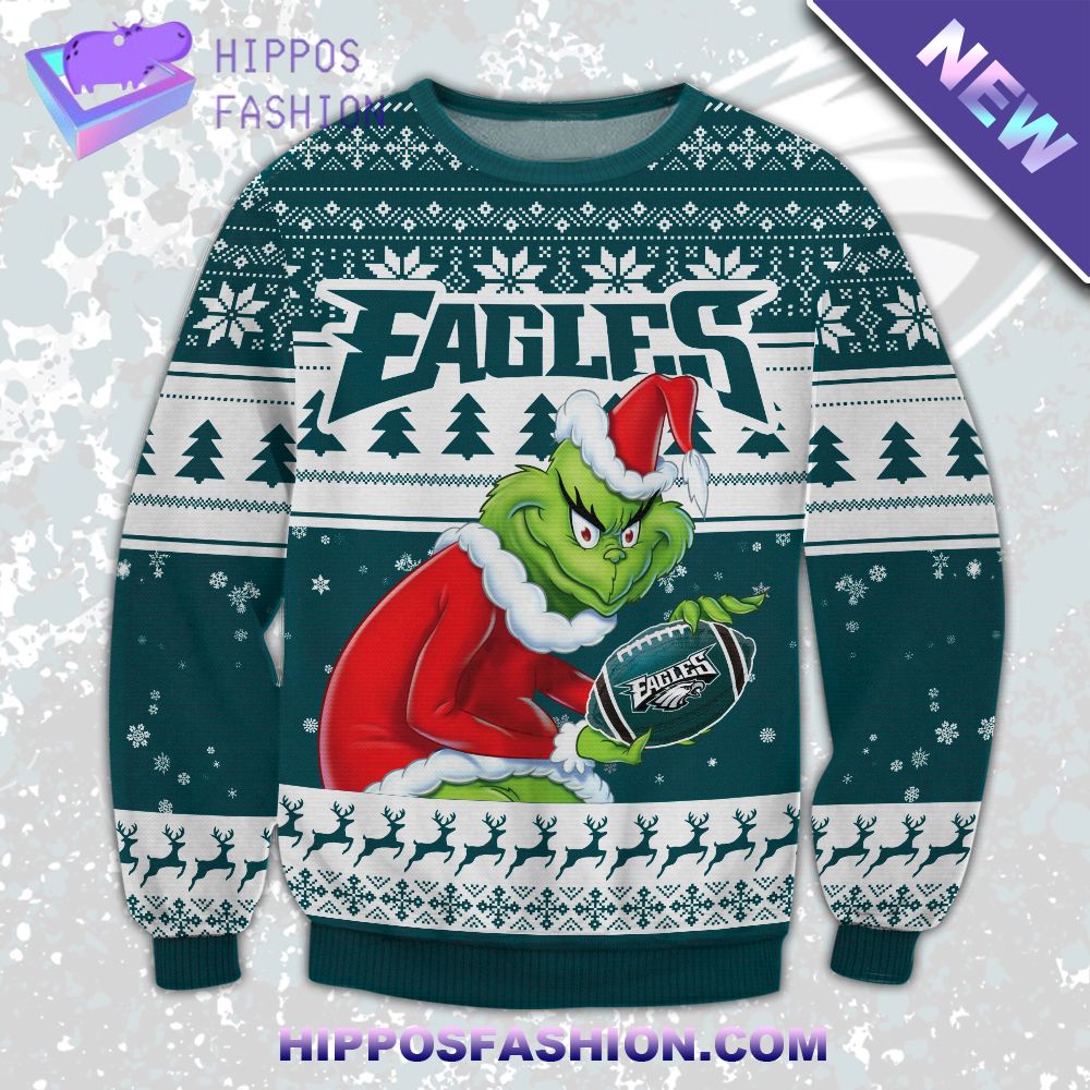 Philadelphia Eagles Grinch Ugly Christmas Sweater