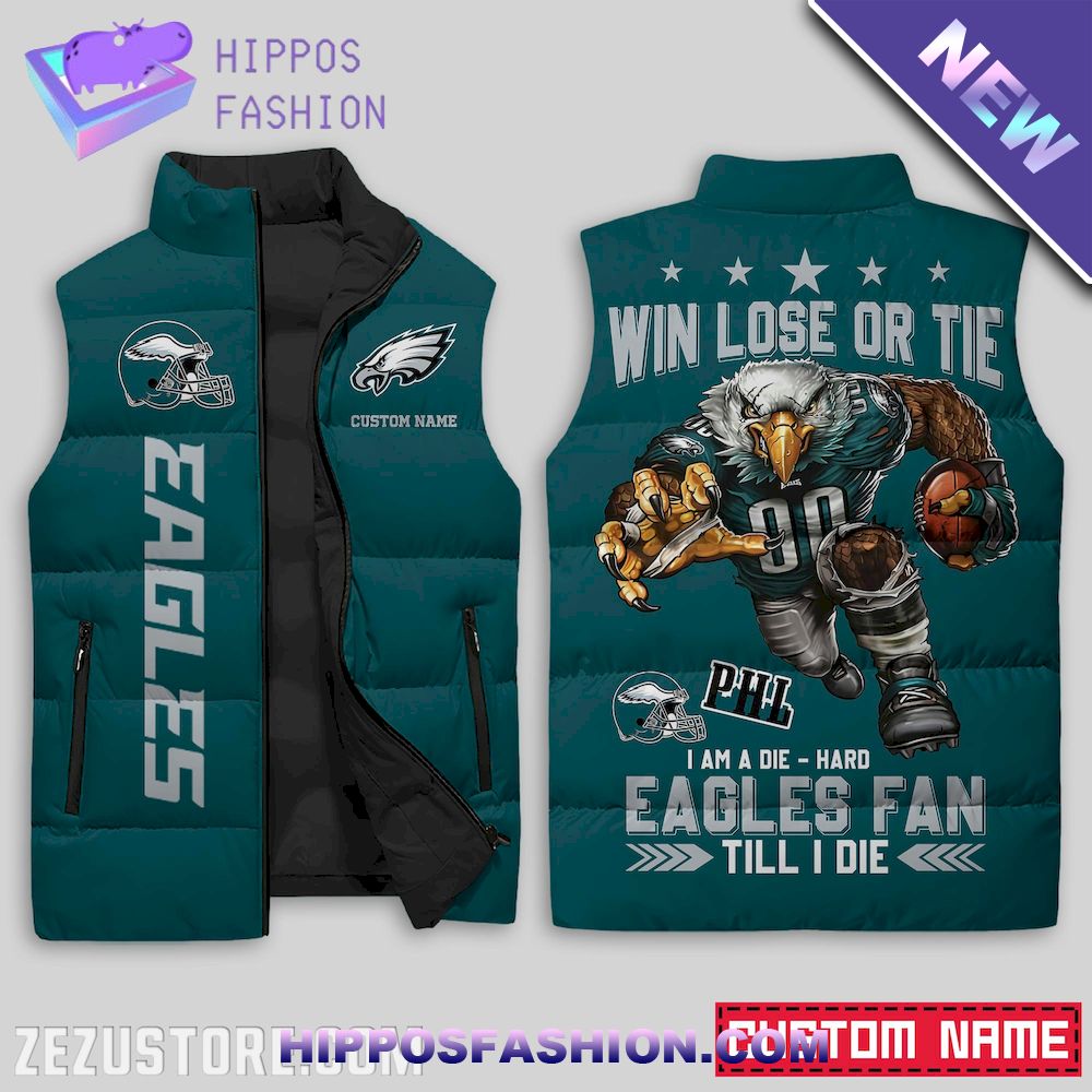 Philadelphia Eagles NFL Custom Name Sleeveless Jacket