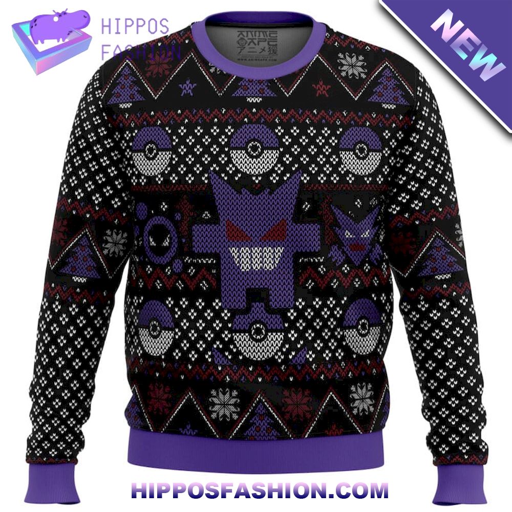 Pokemon Ghosts Gengar Ghastly Haunter Ugly Christmas Sweater