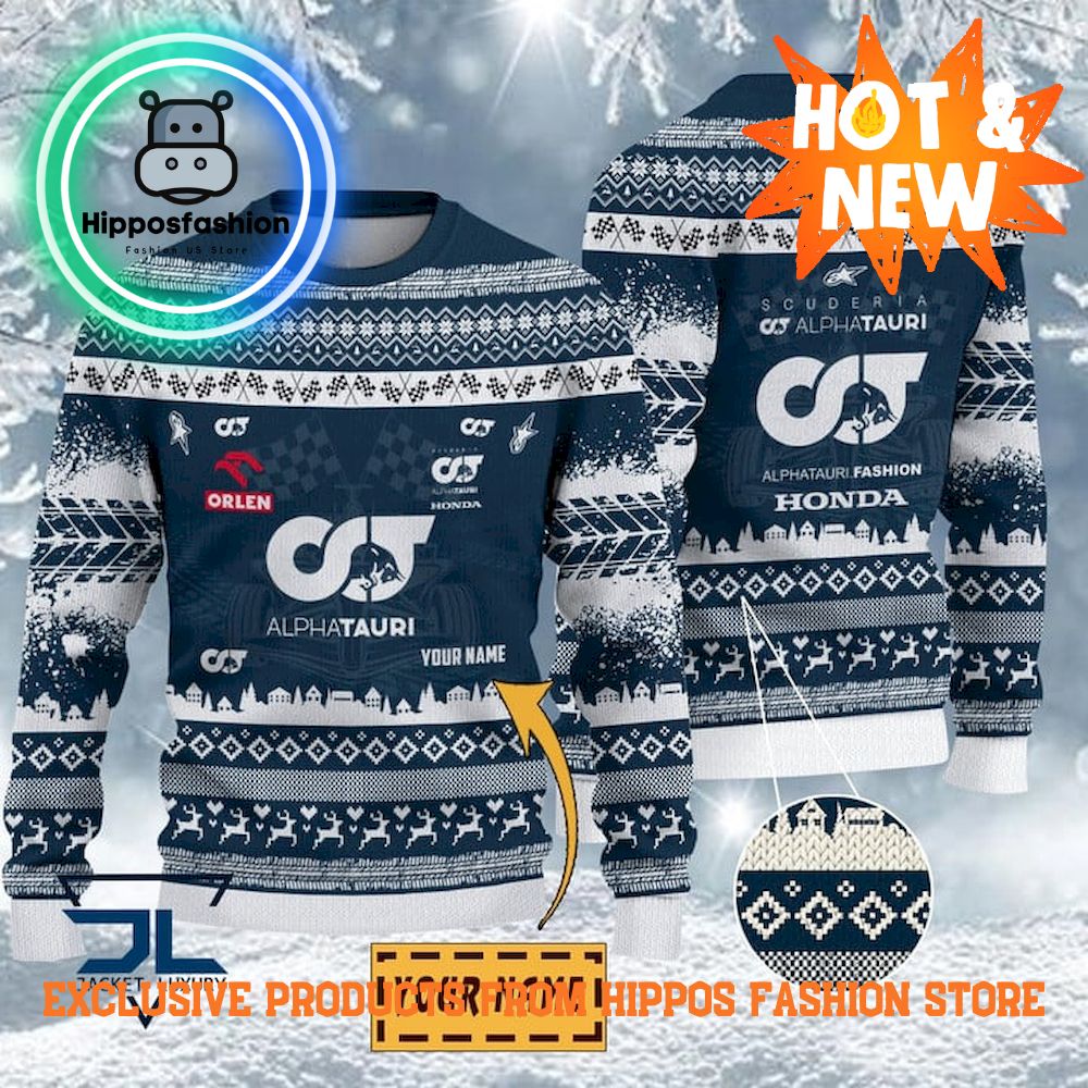 Scuderia AlphaTauri F Team Personalized Ugly Christmas Sweater