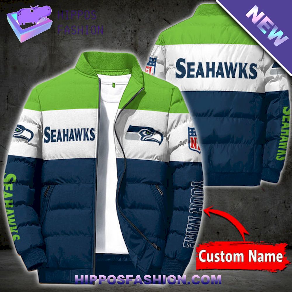 Seattle Seahawks Personalized Full Zip Puffer Jacket