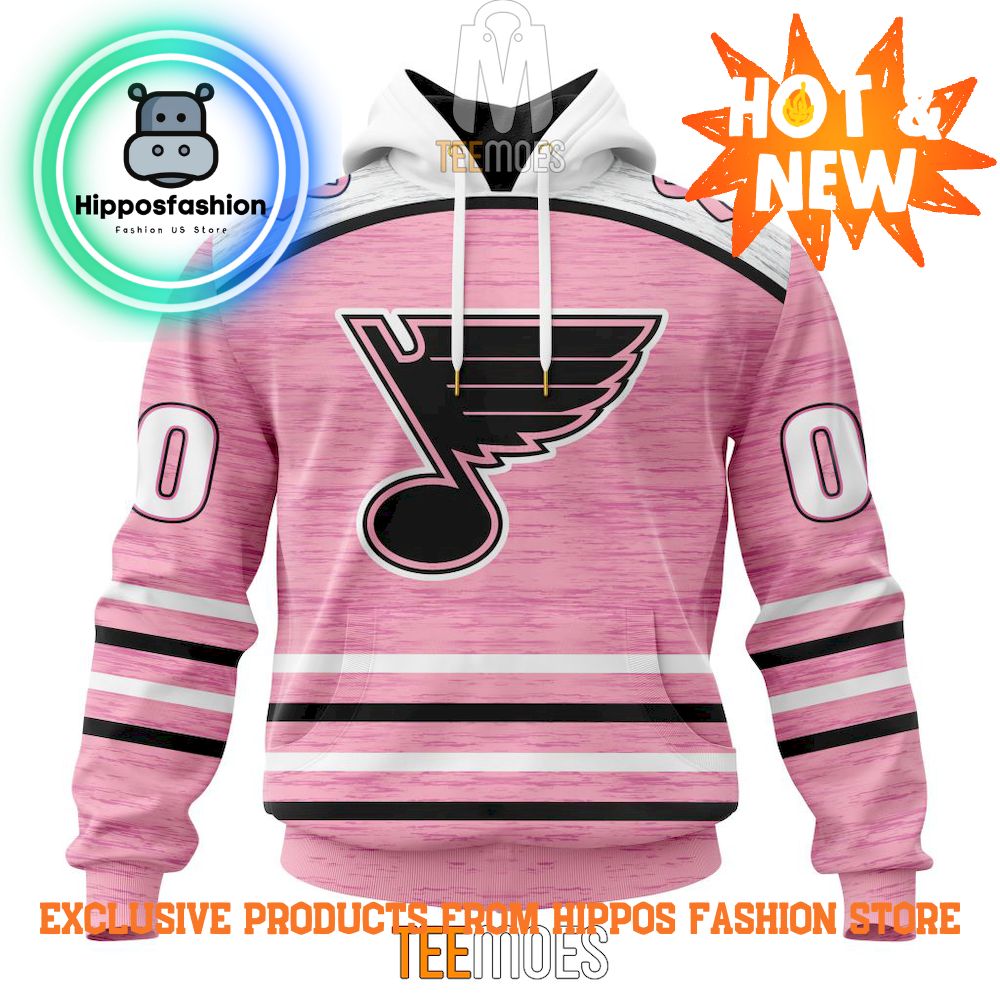 St Louis Blues Breast Cancer Awareness Light Pink Personalized Hoodie