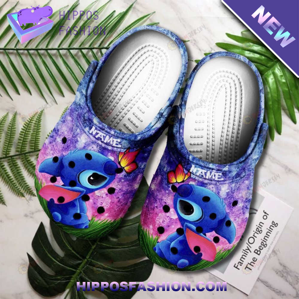 Stitch With Butterfly Custom Name Crocs Crocband Clog