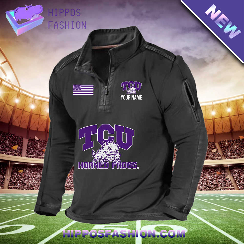TCU Horned Frogs Flag Personalized 1/2 Zip Waffle Top