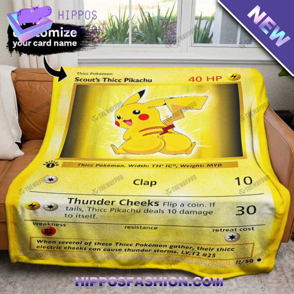 Thicc Pikachu Personalized Custom Soft Blanket lBXGp.jpg