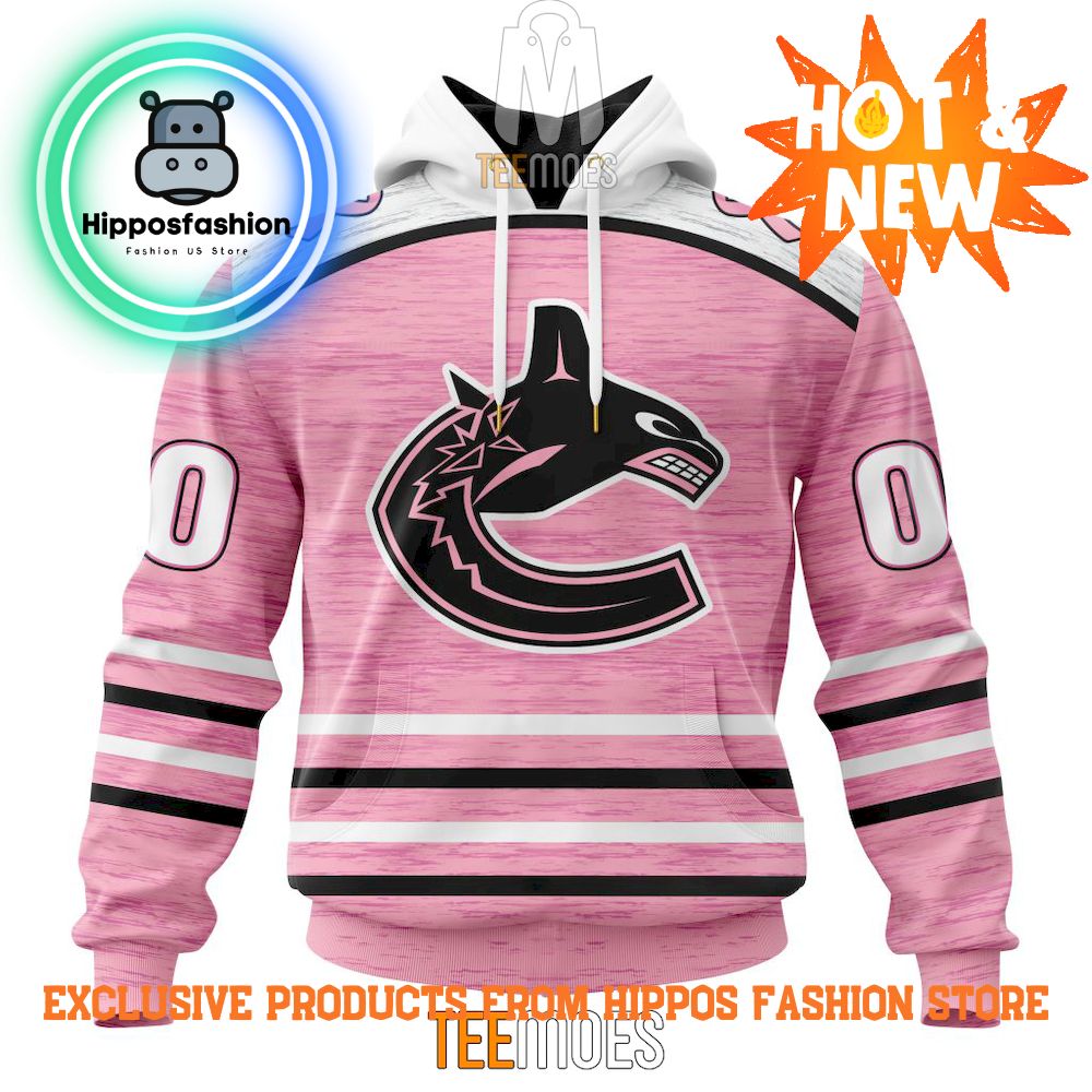 Vancouver Canucks Breast Cancer Awareness Light Pink Personalized Hoodie