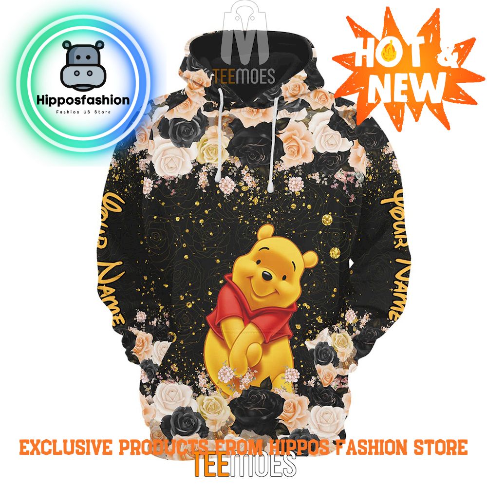 Winnie The Pooh Rose Glitter Pattern Set Of Customized Hoodie
