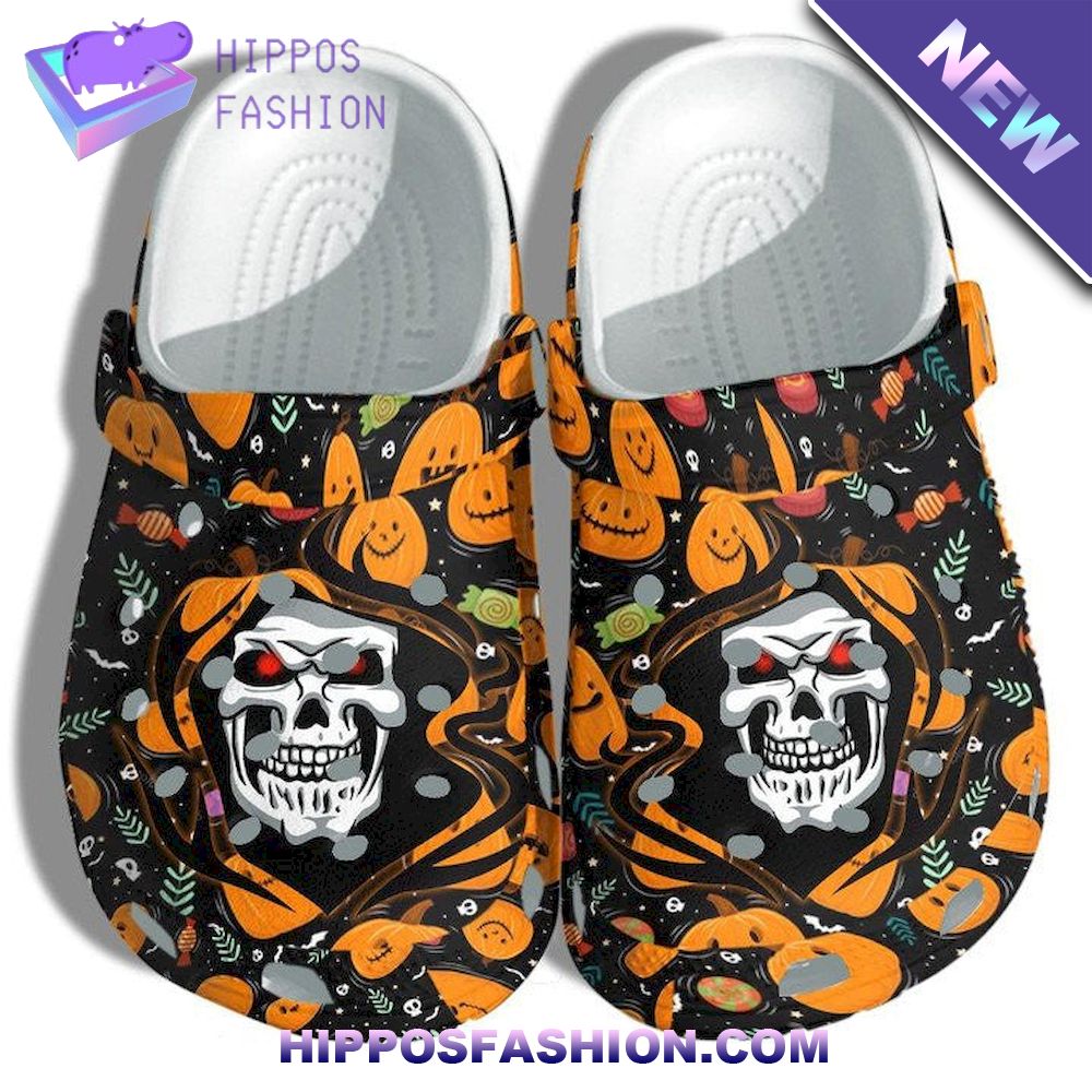 A Death Tattoo With Pumpkin Halloween Personalized Crocs Clog Shoes