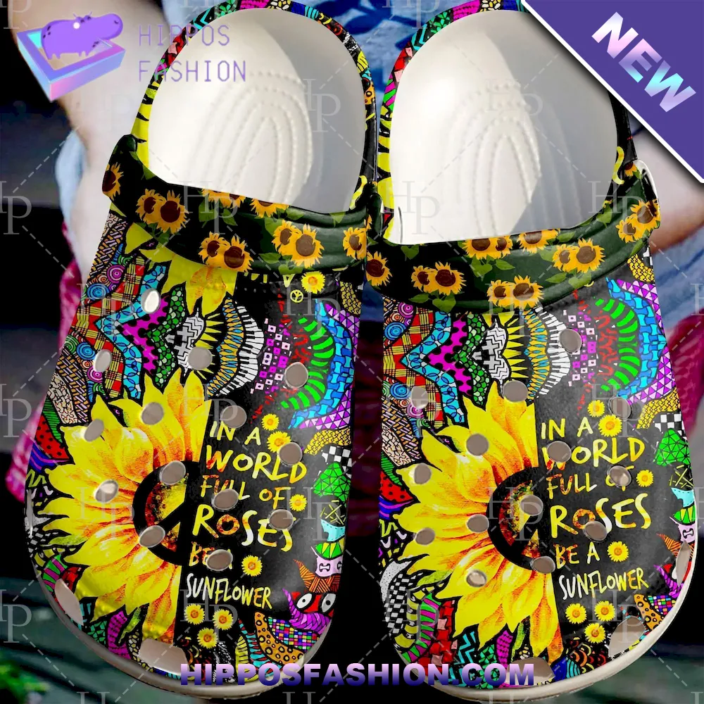 A Sunflower Hippie Crocband Crocs Shoes