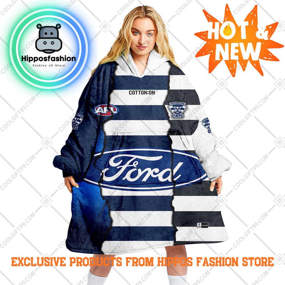 AFL Geelong Cats Mix V1 Personalized Blanket Hoodie