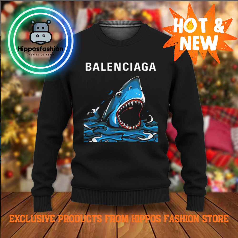 Balenciaga Black Shark Brand Luxury Ugly Christmas Sweater dMpnM.jpg