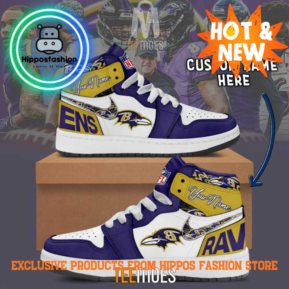 Baltimore Ravens Customized Air Jordan Sneakers Shoes YEKU.jpg