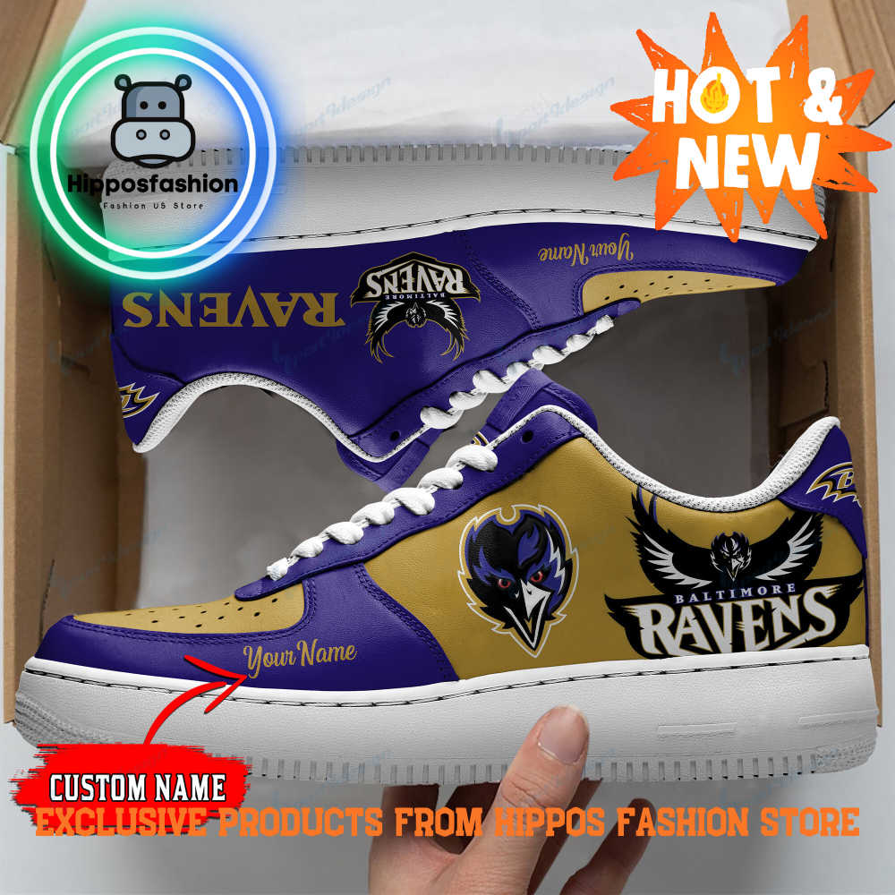 Baltimore Ravens Yellow Personalized Air Force Sneakers yBwUY.jpg