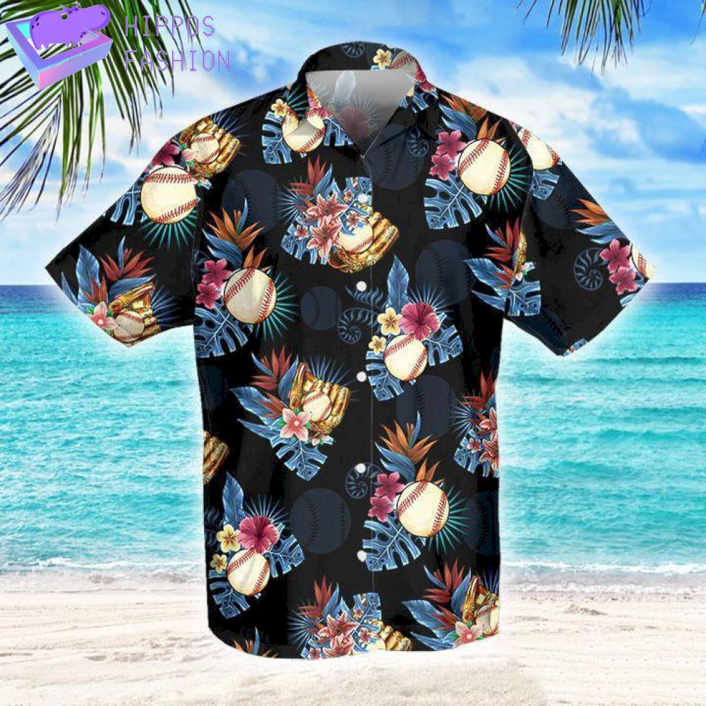Baseball Glove Tropical Aloha Hawaiian Shirt