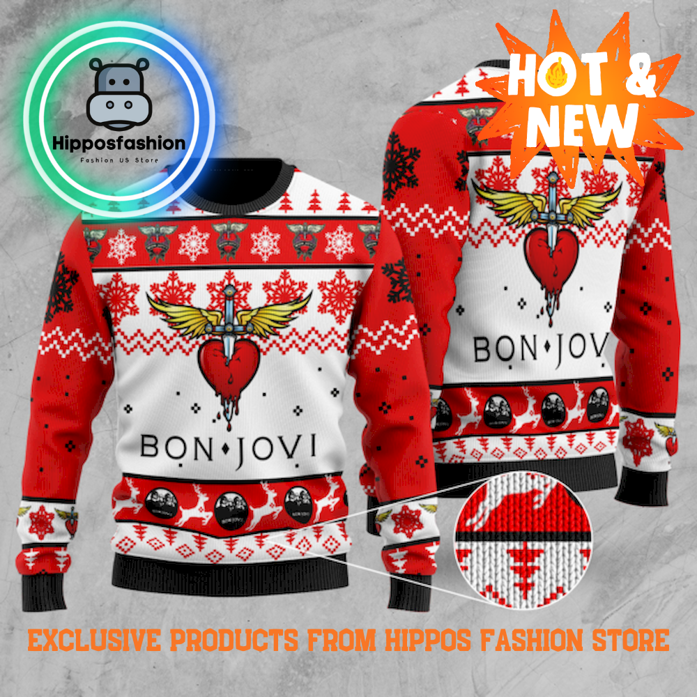Bon Jovi D Ugly Christmas Sweater