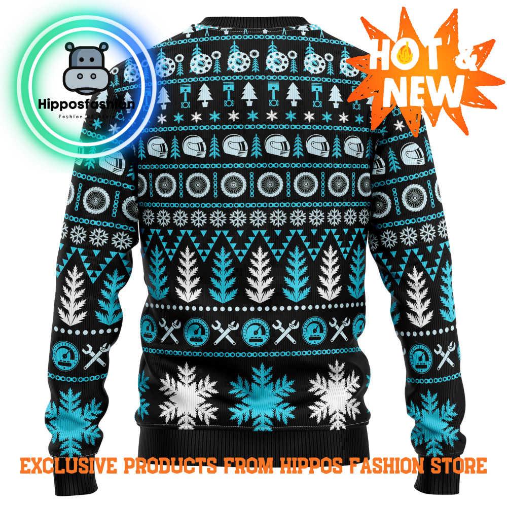 Braaap Moto Ugly Christmas Sweater Blue Version