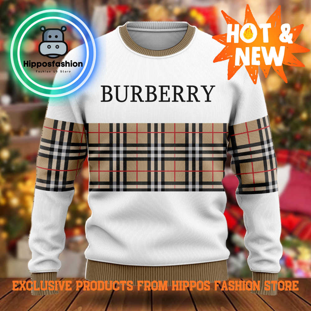 Burberry White Logo Brand Luxury Ugly Christmas Sweater BXd.jpg