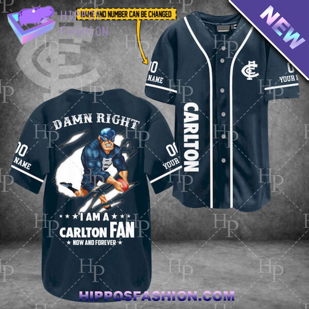 Carlton Blues AFL Personalized Baseball Jersey