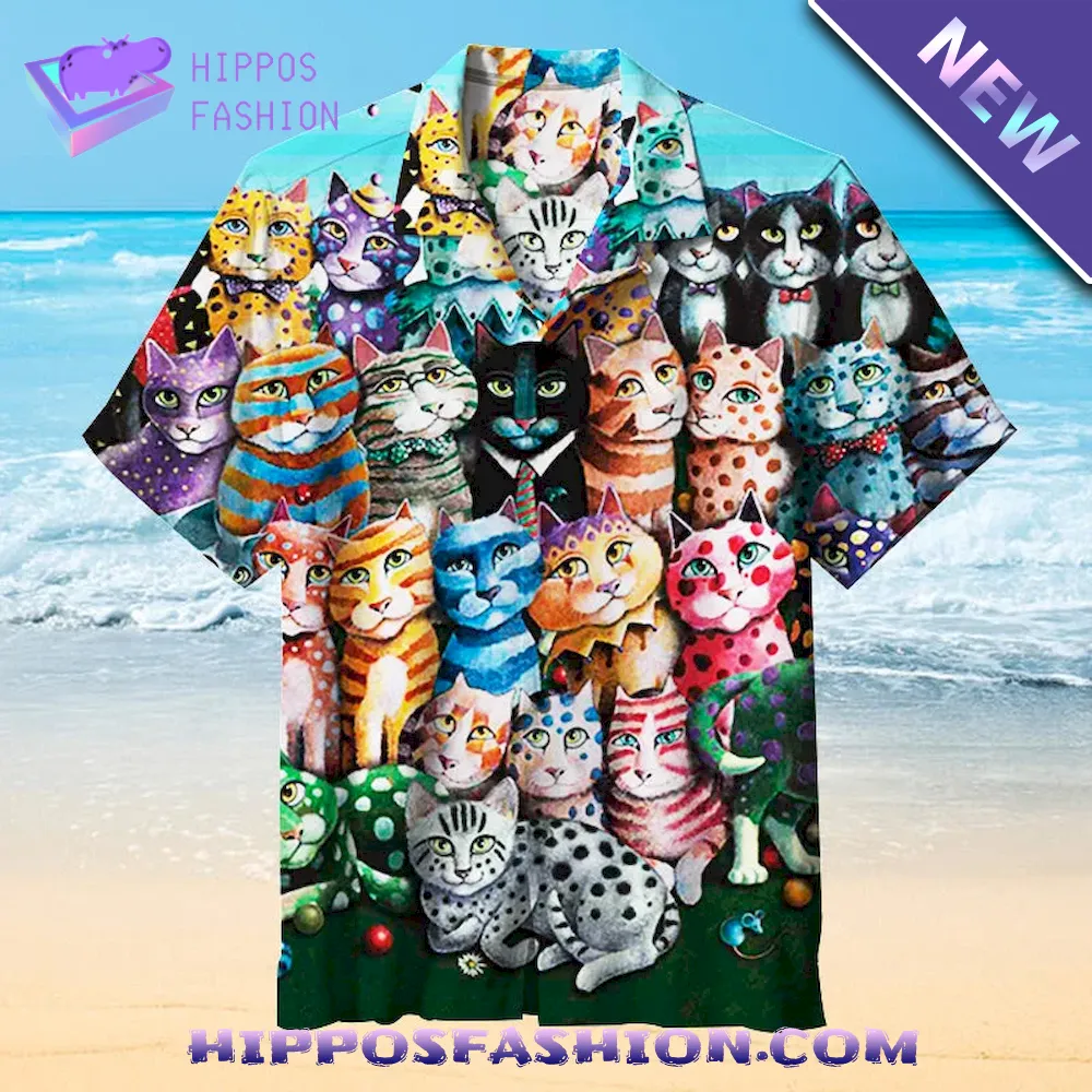 Cat Family Party Hawaiian Shirt