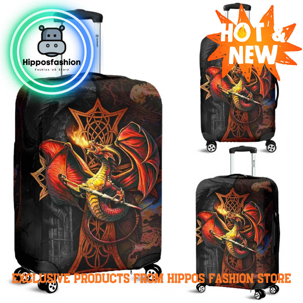 Celtic Cross And Dragon With Sword Luggage Cover DKRBR.jpg