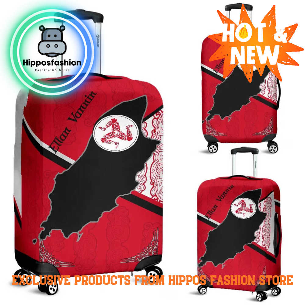 Celtic Isle Of Man Map With Celtic Patterns Luggage Cover ZnkfL.jpg