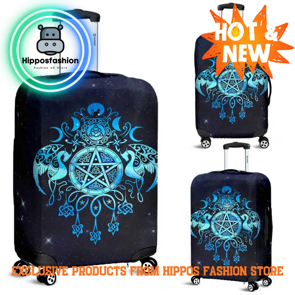 Celtic Wicca Pentacle Starry Night Style Luggage Cover NJhFK.jpg