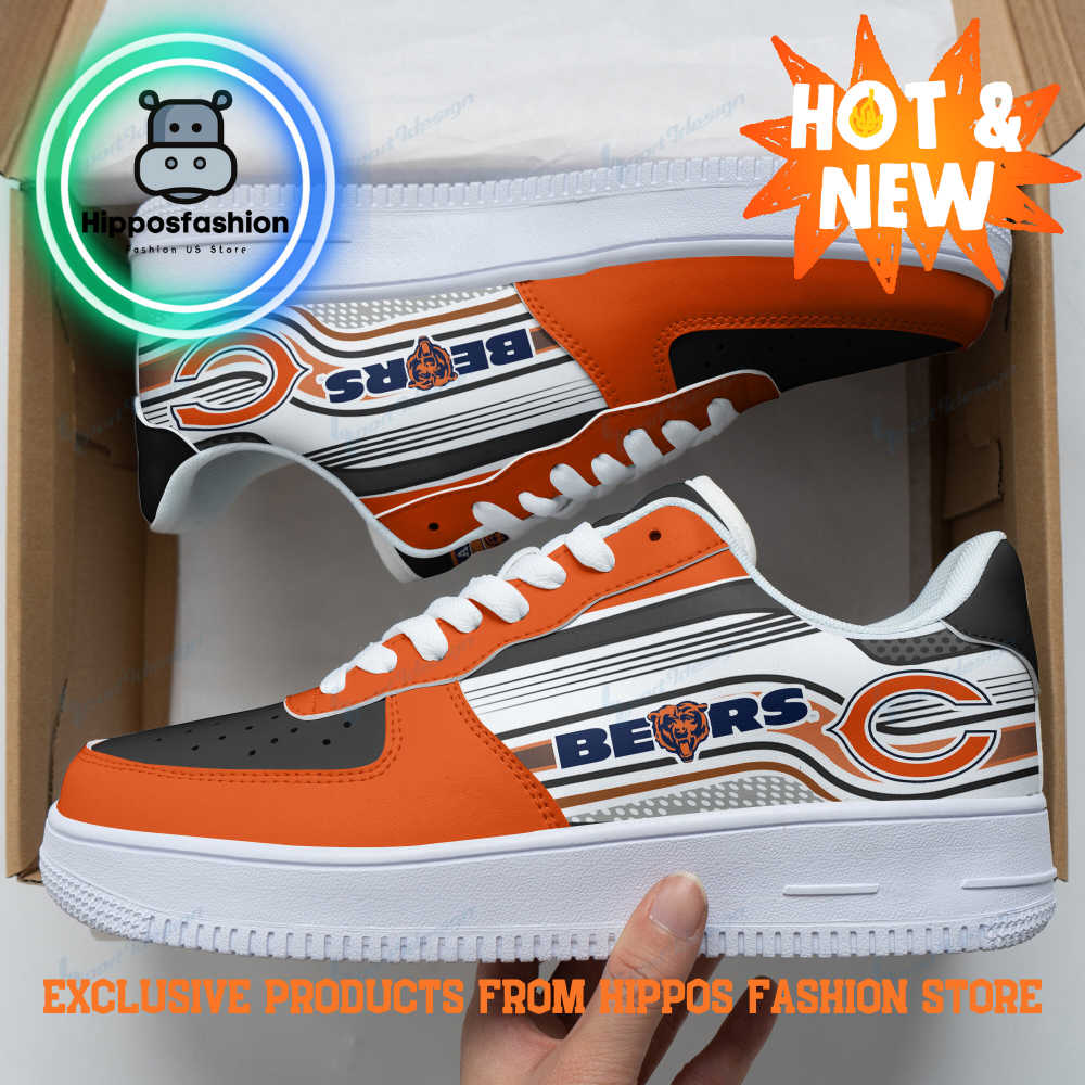 Chicago Bears White Orange Air Force 1 Sneakers