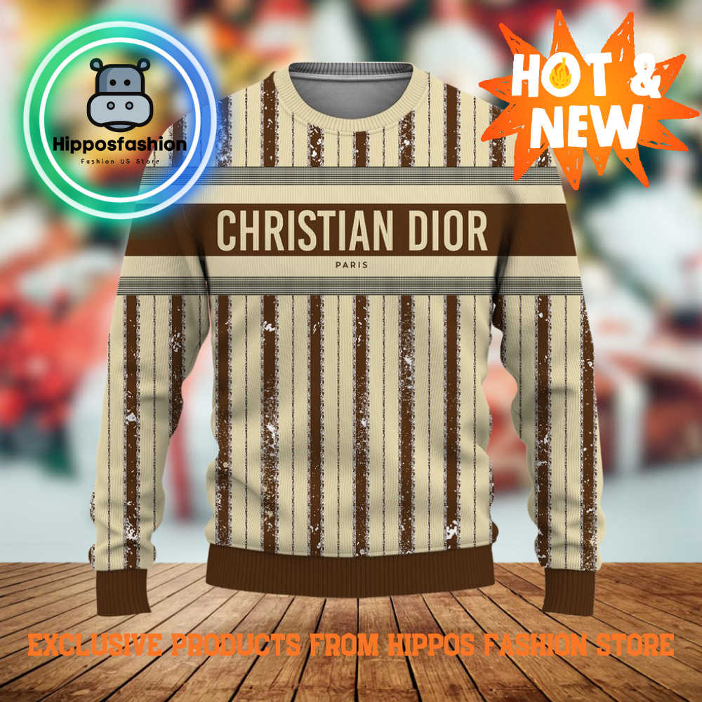 Christian Dior Brown Brand Luxury Ugly Christmas Sweater HmUc.jpg