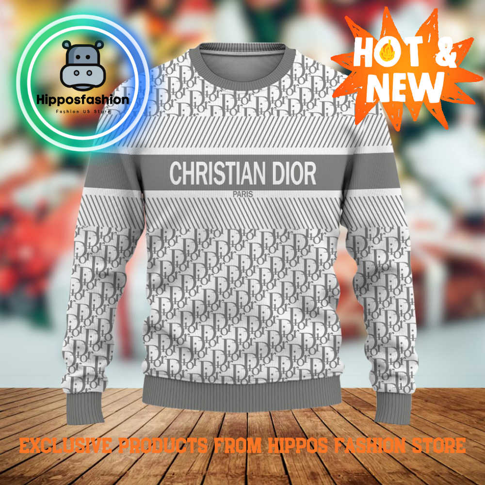 Christian Dior Gray Brand Luxury Ugly Christmas Sweater ZSzKb.jpg