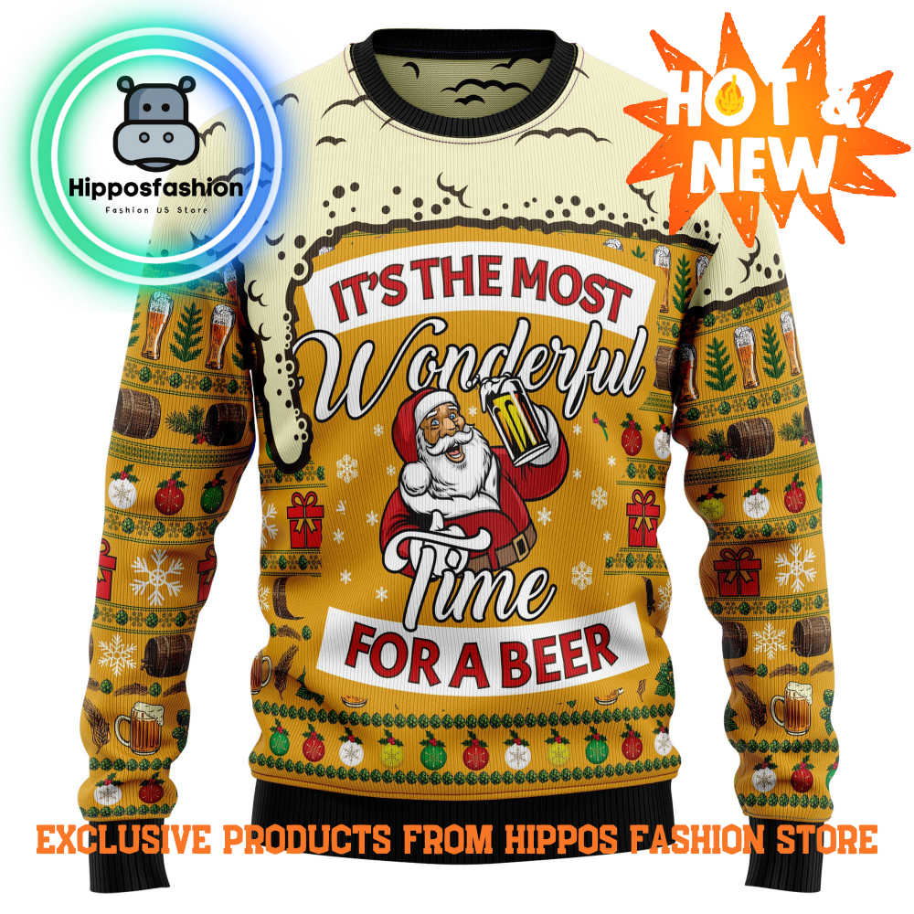 Christmas Most Wonderful Time For Beer Ugly Christmas Sweater yYV.jpg