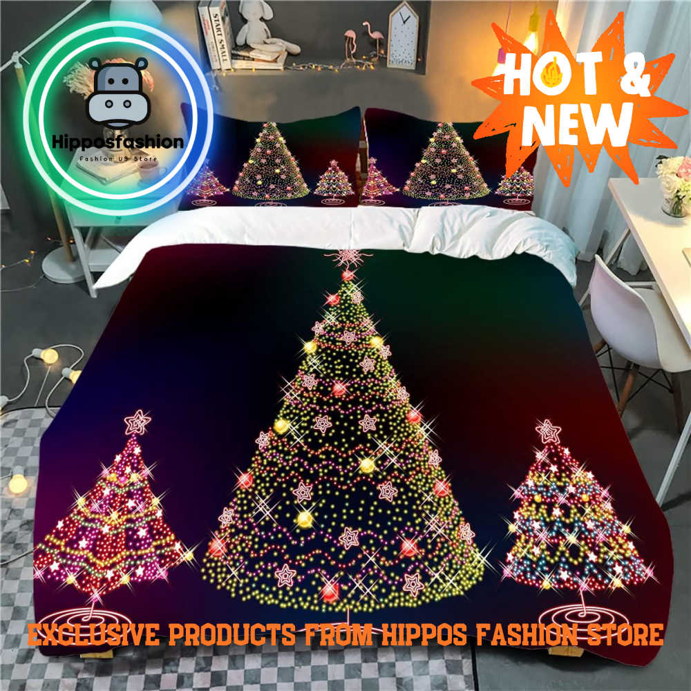 Christmas Tree Colorful King Queen Bedding Bed