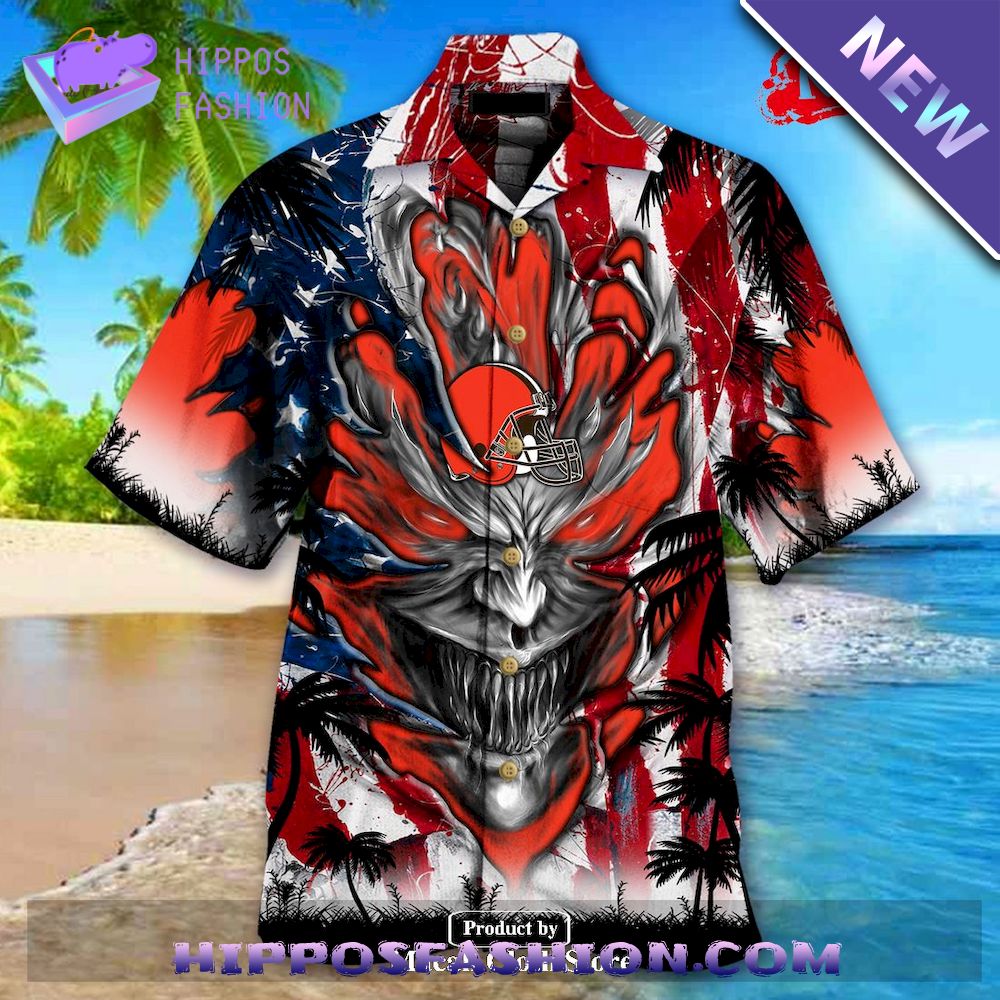 Cleveland Browns US Memorial Day Demon Face Personalized Hawaiian Shirt