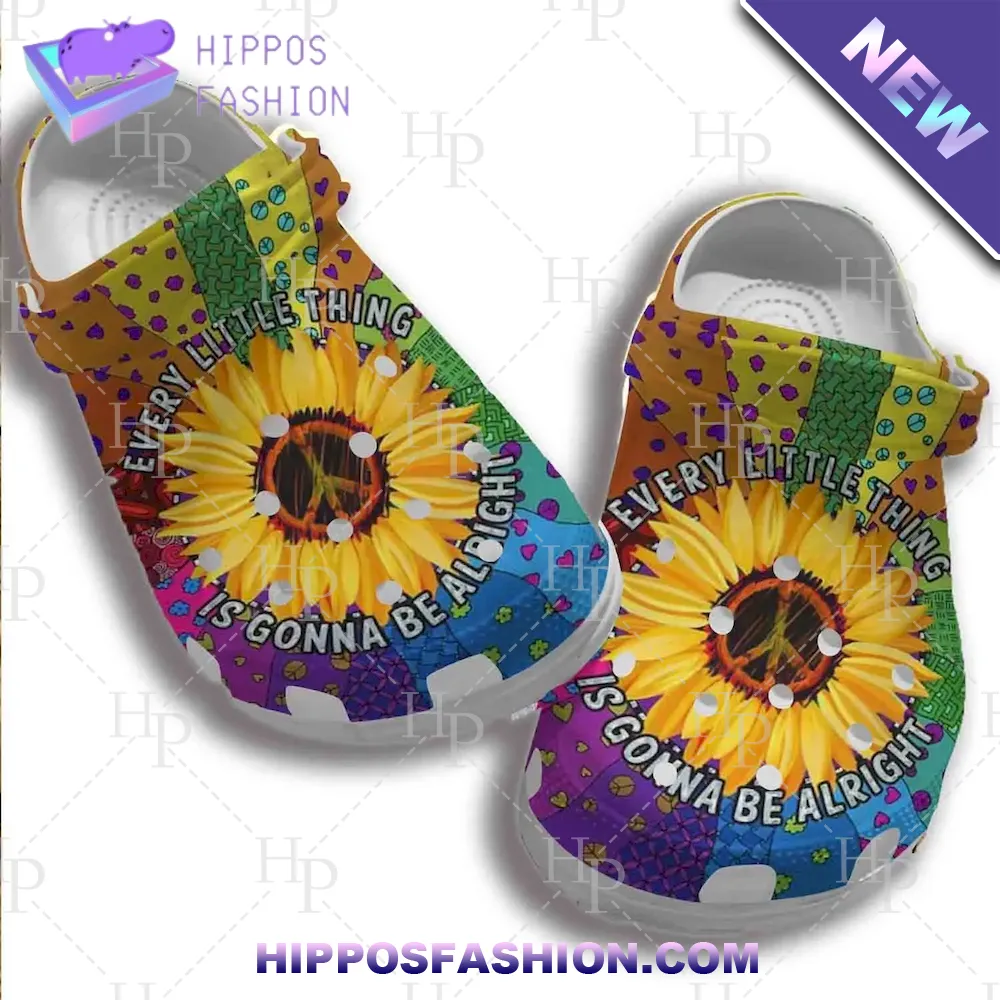 Colorful Heart Hippie Sunflower Crocband Crocs Shoes