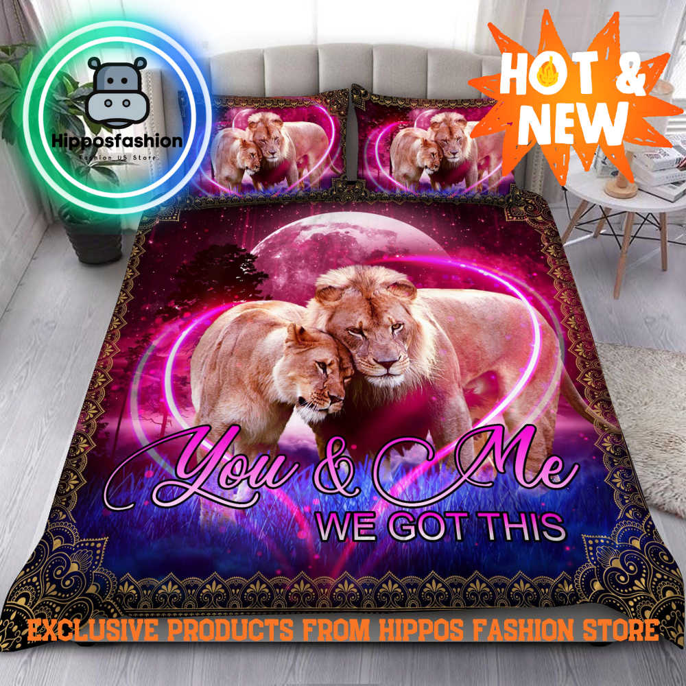 Couple Lion All Over Printed Bedding Set