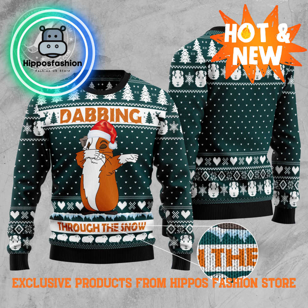 Dabbing Through The Snow Guinea Pig Ugly Christmas Sweater