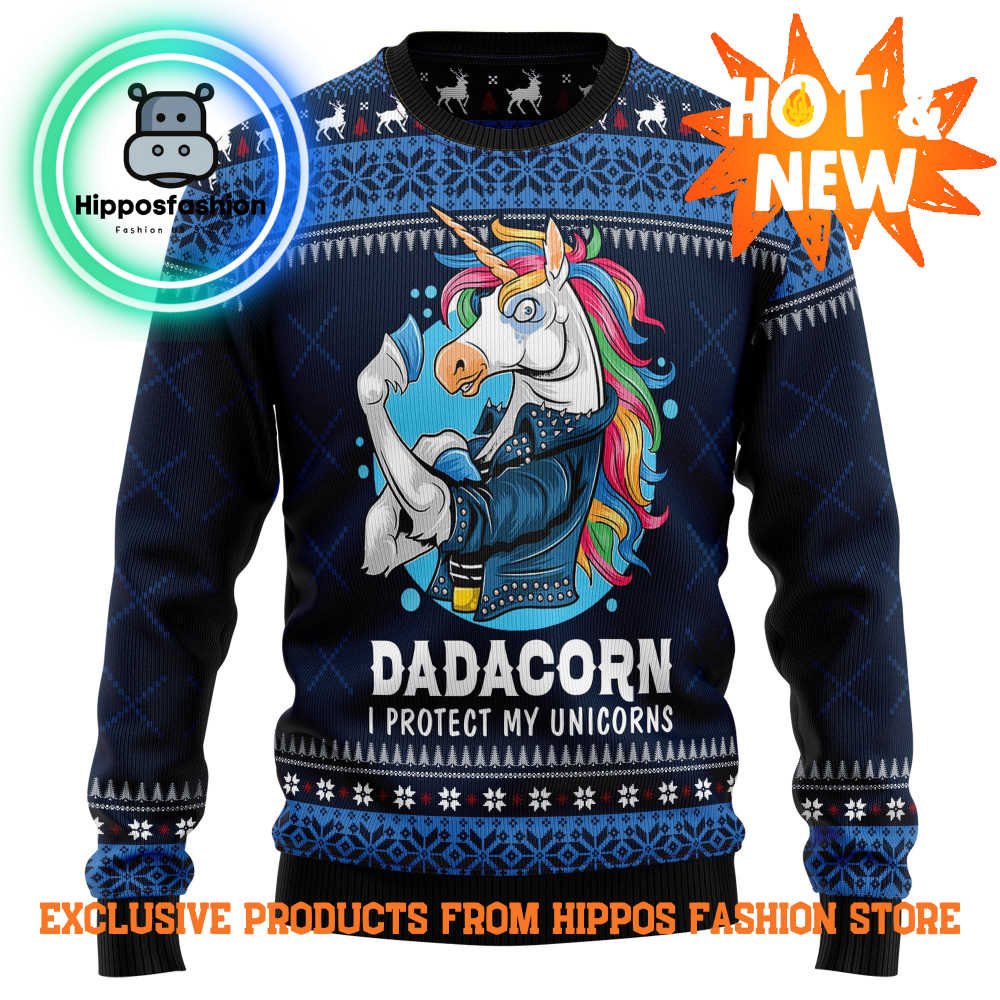Dadacorn Protector Of My Unicorns Ugly Christmas Sweater