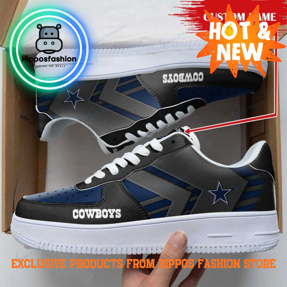 Dallas Cowboys Black Personalized Air Force 1 Sneakers
