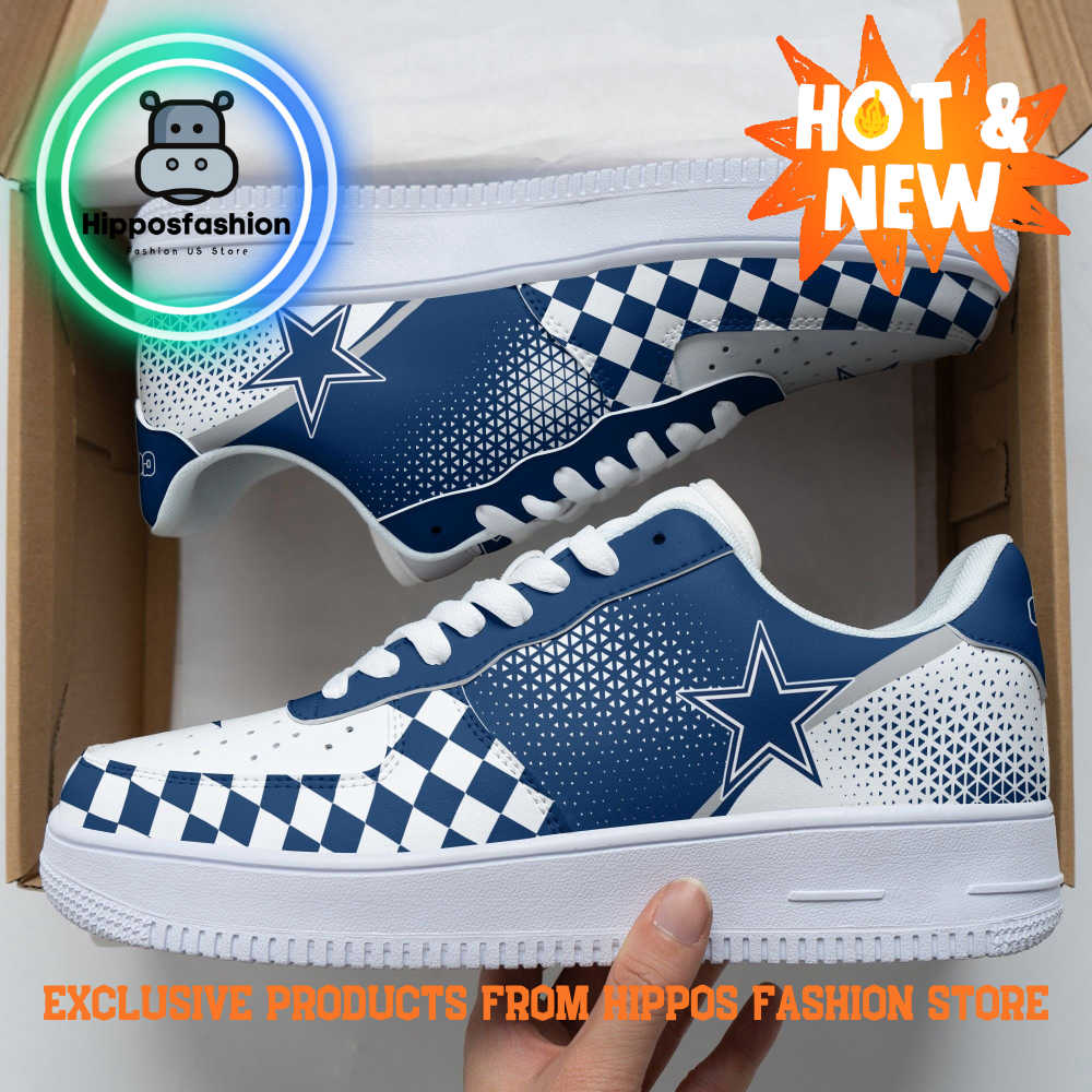 Dallas Cowboys Blue White Caro Air Force 1 Sneakers