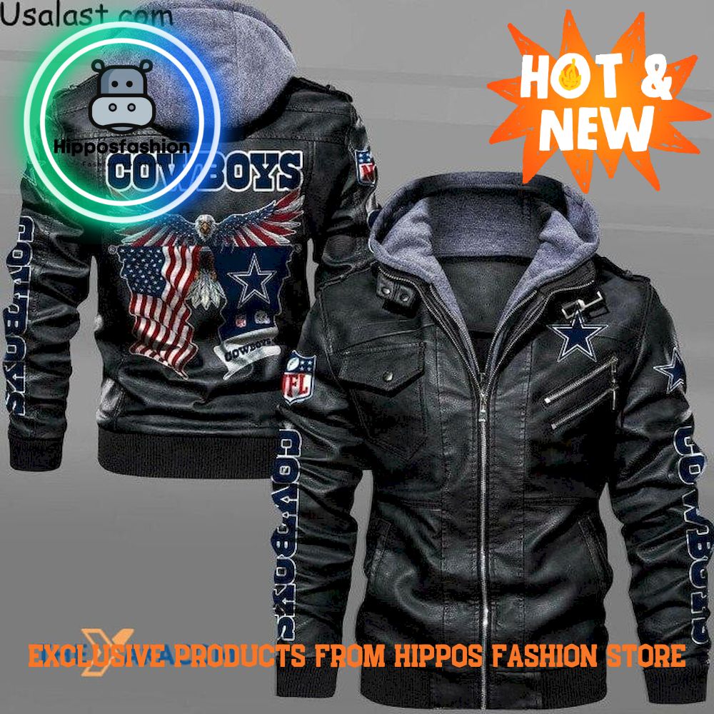 Dallas Cowboys Eagle American Flag Logo Leather Jacket