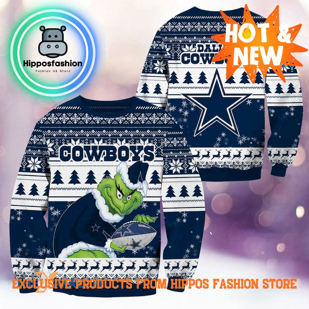 Dallas Cowboys Grinch Holding Ball Logo Sweater