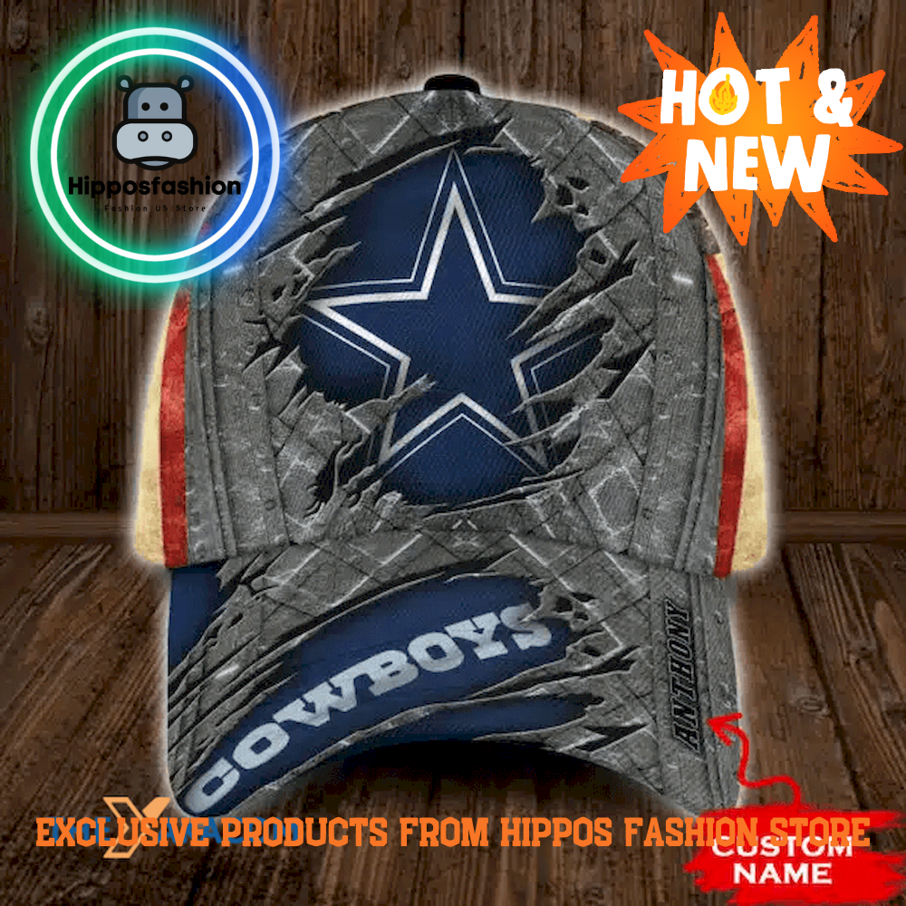 Dallas Cowboys Metallic Rivet Stripes Personalized Classic Cap