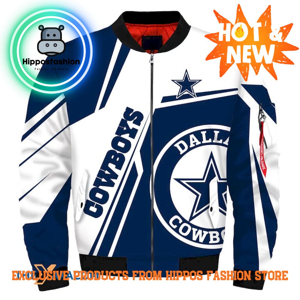Dallas Cowboys We Dem Boyz White Blue Round Logo Bomber Jacket